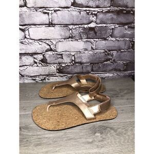 Feel Grounds Seaside Luxe Rose Pink Leather Strap Cork Flat Sandals Women Sz 42